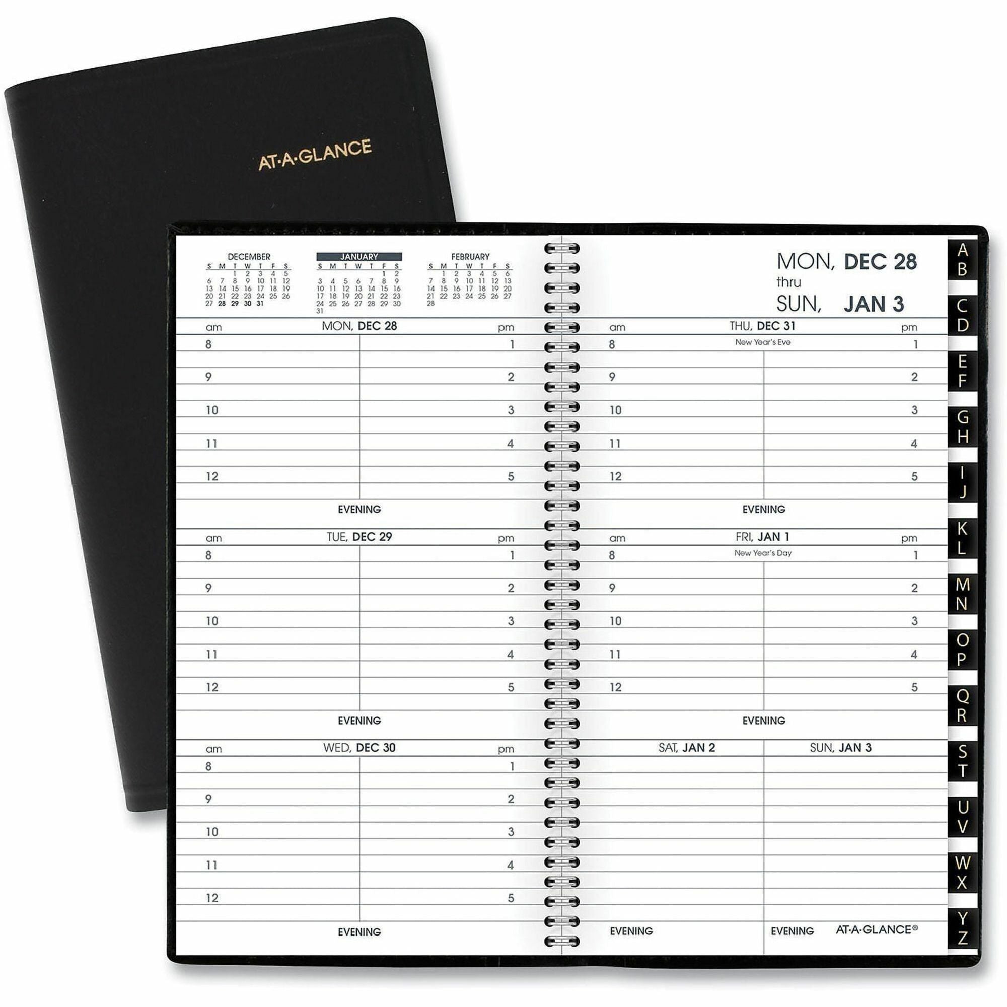 At-A-Glance 2026 Refillable Weekly Appointment Book Planner" , Black, Pocket, 3-1/4" x 6-1/4" - Julian Dates - Weekly - 1 Year - January 2026 to December 2026 - 8:00 AM to 5:00 PM - Hourly, Monday - Friday - 1 Week Double Page Layout - 3 1/4" x 6 1/4" ...