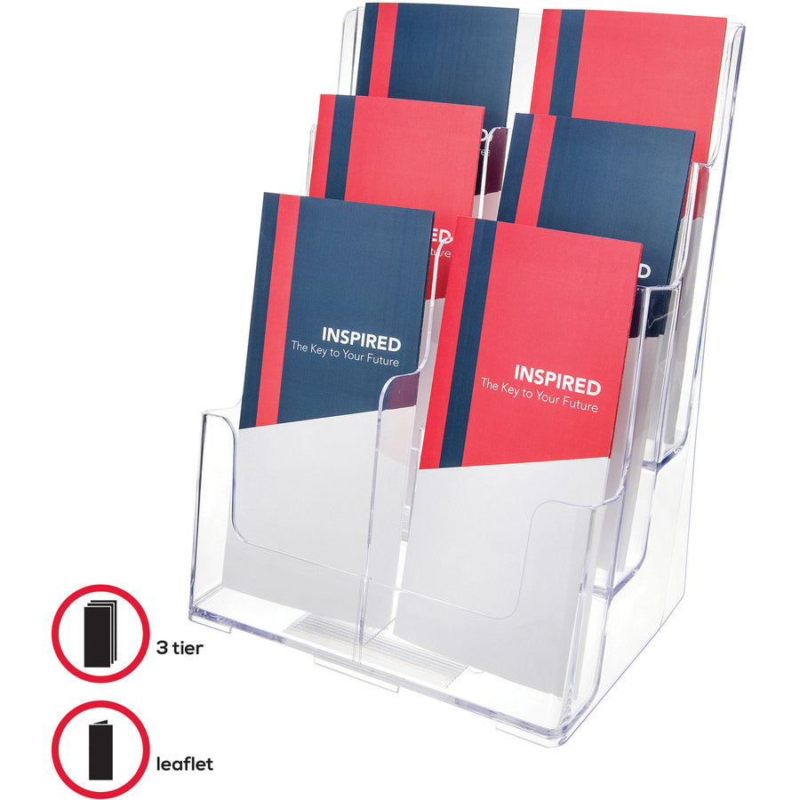 Deflecto Multi-Compartment DocuHolder - 6 Pocket(s) - 3 Tier(s) - 13.75" Height x 9" Width x 7.50" Depth - Desktop - Leaflet Size - Clear - Plastic - 1 Each