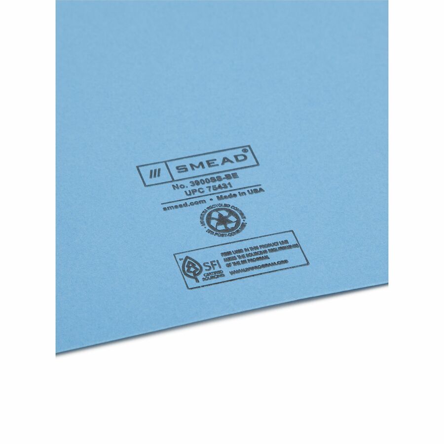 Smead Letter Recycled File Jacket - 8 1/2" x 11" - 11 pt. - Manila - Blue - 10% Recycled - 25 / Pack