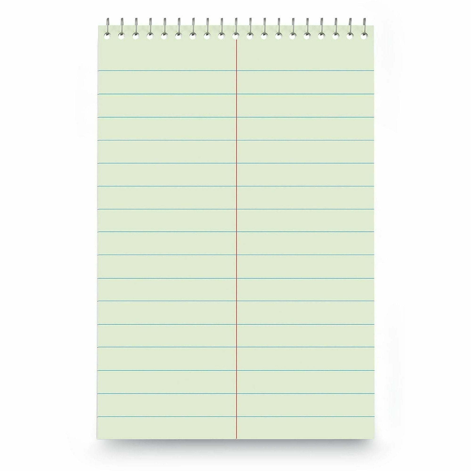 Universal Steno Pads, Pitman Rule, Red Cover, 60 Green-Tint 6 x 9 Sheets - 1 Subject(s) - 60 Sheets - Spiral - Pitman Ruled Front Ruling - 16 lb Basis Weight - 9" Height x 6" Width - Green Tint Paper