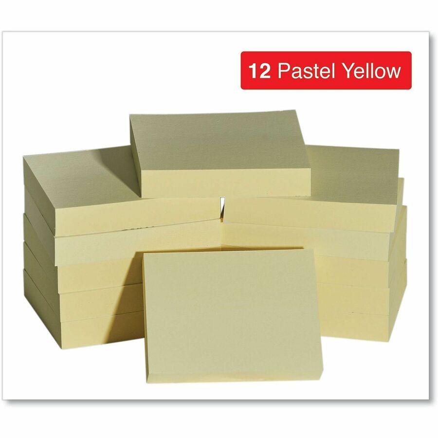 Universal Note Pad - 100 x Yellow - 1 1/2" Flag/Note Width x 2" Flag/Note Length - Rectangle - 100 Sheets per Pad - Yellow - Self-stick, Residue-free - 12 / Pack
