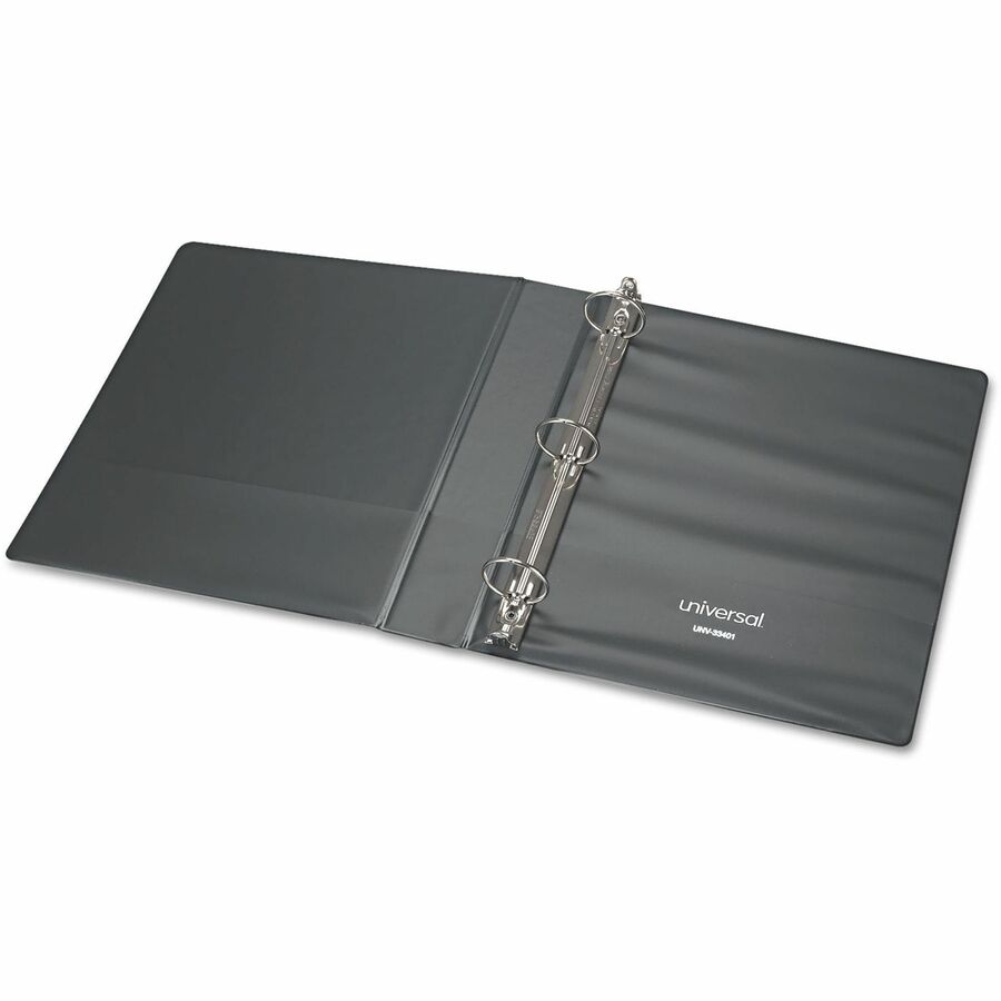 Universal Economy Non-View Round Ring Binder, 3 Rings, 1" Capacity, 11 x 8.5, Black - 1" Binder Capacity - 175 Sheet Capacity - 3 Ring(s) - Fastener(s): Ring - Pocket(s): 2, Inside Front & Back - Polypropylene - Black - Non-stick - 1 Each