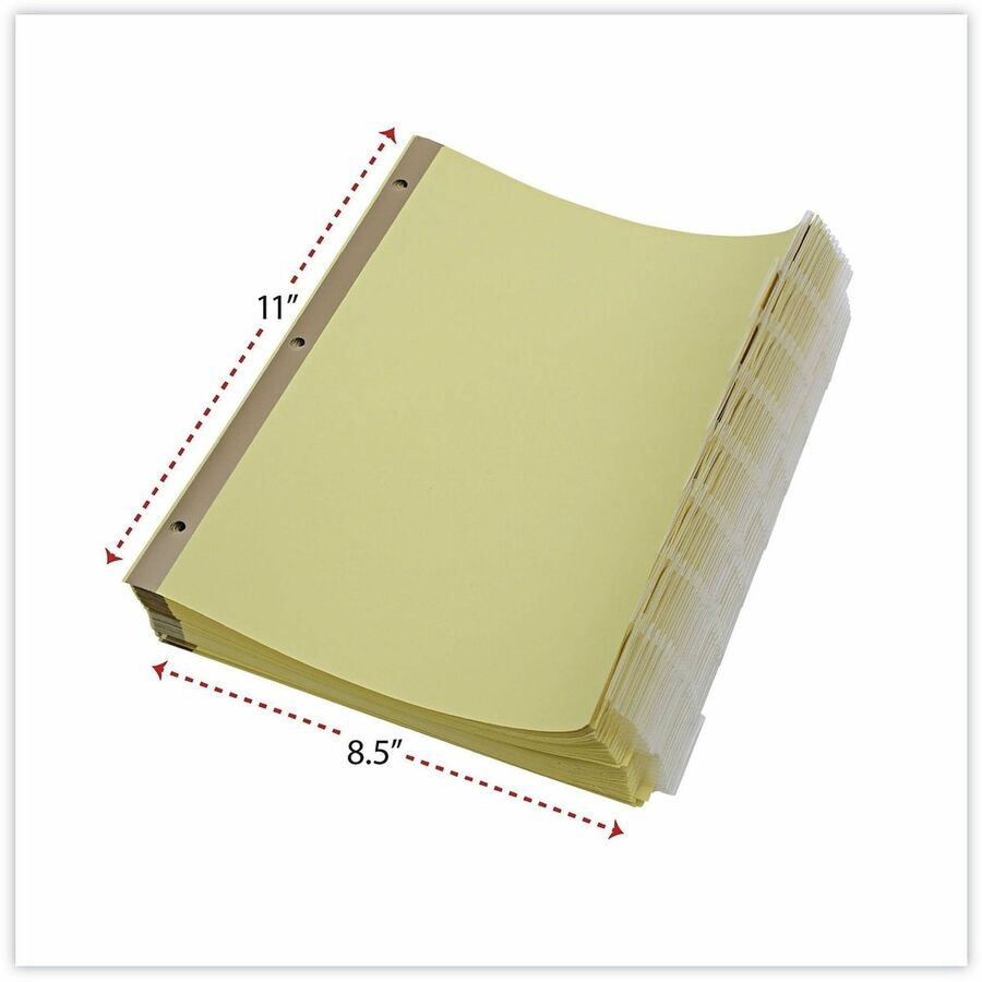 Universal Index Divider - 24 x Divider(s) - 8 Blank Side Tab(s) - 8.5" Divider Width x 11" Divider Length - Letter - 3 Hole Punched - Buff Paper Divider - Clear Plastic Tab(s) - 0% - Customizable, Double-sided, Gold Reinforced Binding Edge - 24 Set