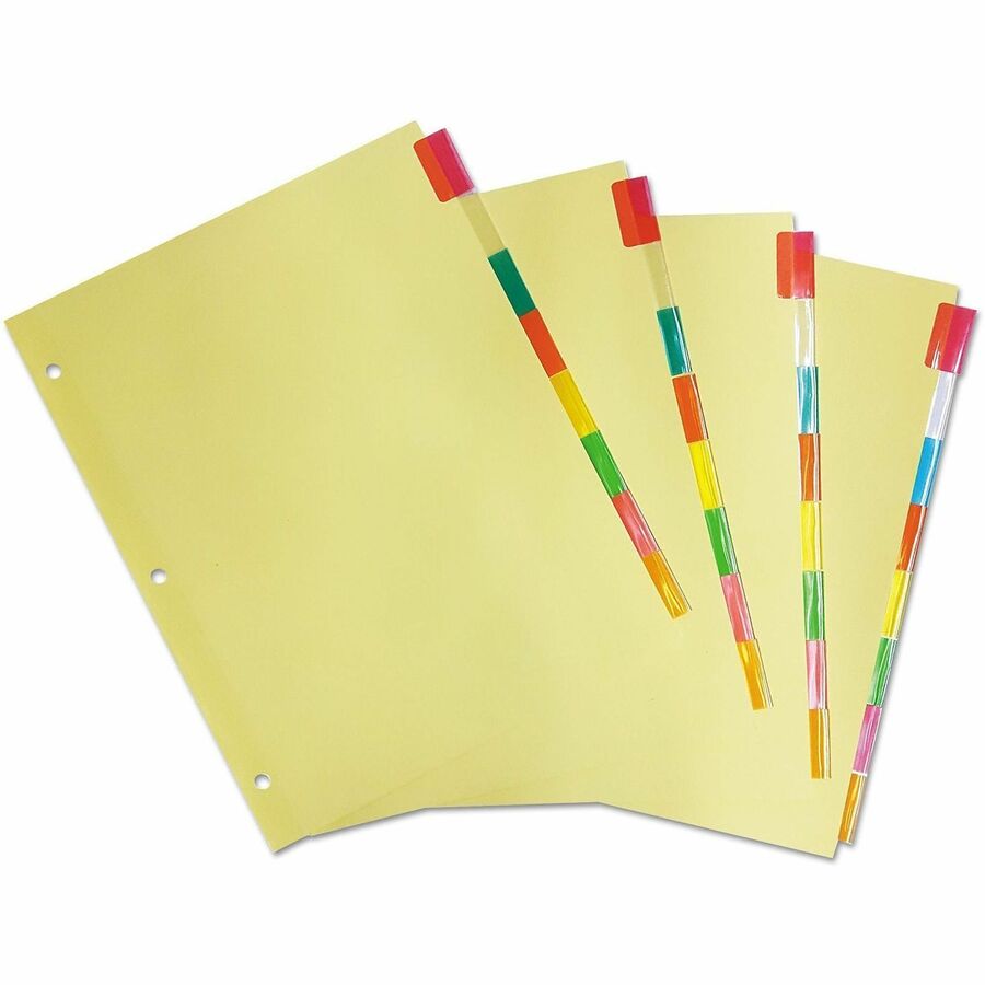 Universal Insertable Tab Index, 8-Tab, 11 x 8.5, Buff, Assorted Tabs, 24 Sets - 24 x Divider(s) - 8 Blank Side Tab(s) - 8.5" Divider Width x 11" Divider Length - Letter - 3 Hole Punched - Buff Paper Divider - Assorted Plastic Tab(s) - 0% - Customizable...