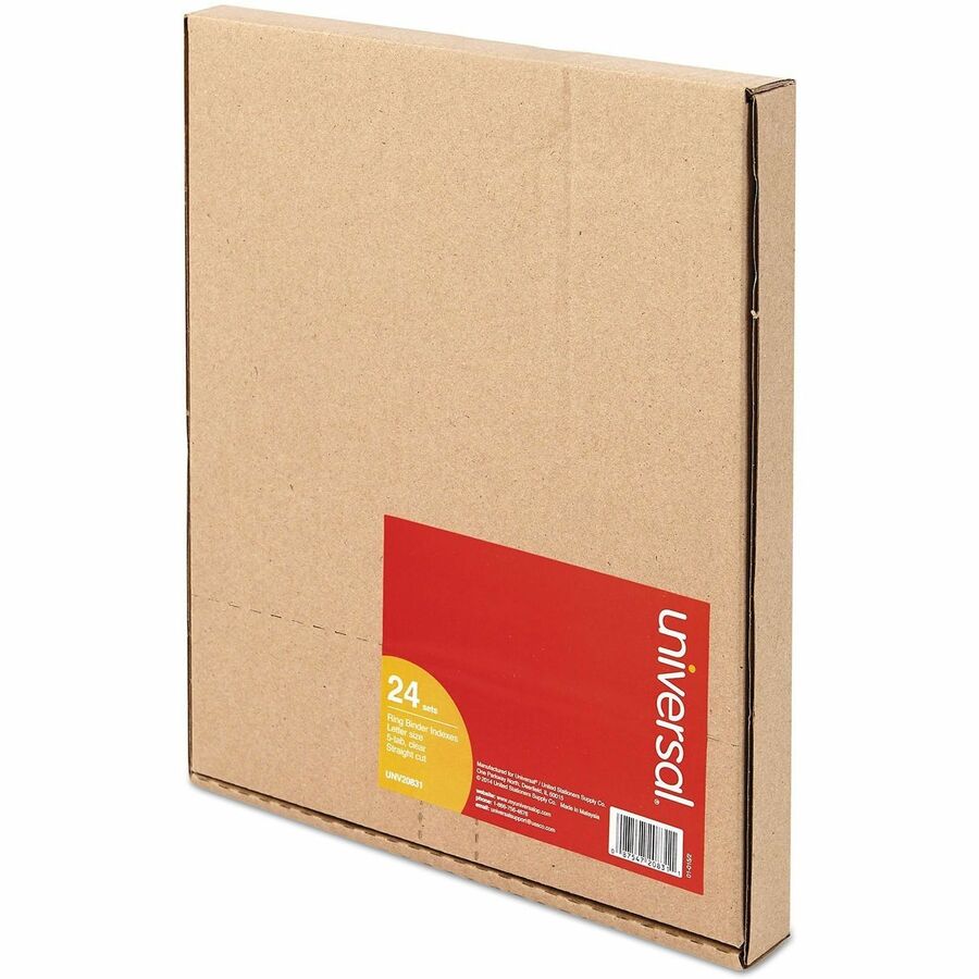 Universal Insertable Tab Index, 5-Tab, 11 x 8.5, Buff, Clear Tabs, 24 Sets - 24 x Divider(s) - 5 Blank Side Tab(s) - 8.5" Divider Width x 11" Divider Length - Letter - 3 Hole Punched - Buff Paper Divider - Clear Plastic Tab(s) - 0% - Customizable, Myla...