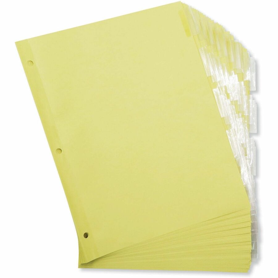 Universal Insertable Tab Index, 5-Tab, 11 x 8.5, Buff, Clear Tabs, 24 Sets - 24 x Divider(s) - 5 Blank Side Tab(s) - 8.5" Divider Width x 11" Divider Length - Letter - 3 Hole Punched - Buff Paper Divider - Clear Plastic Tab(s) - 0% - Customizable, Myla...