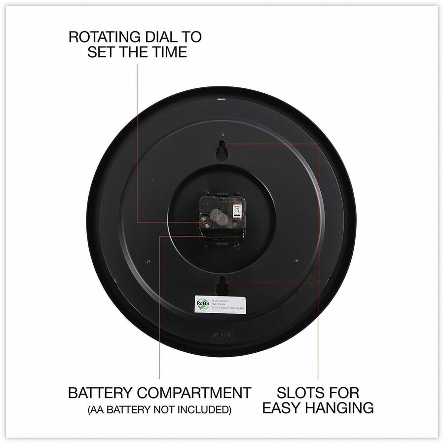 Universal Wall Clock - Analog - Quartz - Black Case - Plastic