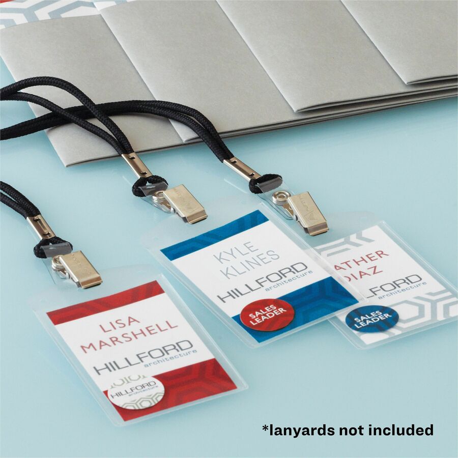 Avery&reg; Name Badge Holder - Support 4" x 3" Media - Portrait - 3.9" Height x 2.6" Width x 0.5" Depth - Polyvinyl Chloride (PVC) - Clear - Reusable, Durable, Top Loading, Secure, Heavy Duty - 25 / Pack