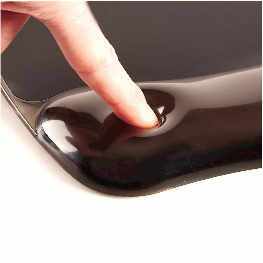 Fellowes Crystals Gel Mousepad Wrist Support Black - 0.56" Height x 7.94" Width x 9.06" Depth - Black - Gel - 1 Each