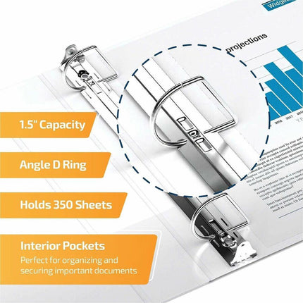 QuickFit View Binder, 3-Ring Binder, Angle D Ring, 1.5 Inch, White - 1 1/2" Binder Capacity - Letter - 8 1/2" x 11" Sheet Size - 375 Sheet Capacity - 3 x 1.50" Ring(s) - Fastener(s): D-Ring - Polypropylene - White - Recycled - Clear Overlay - 1 Each