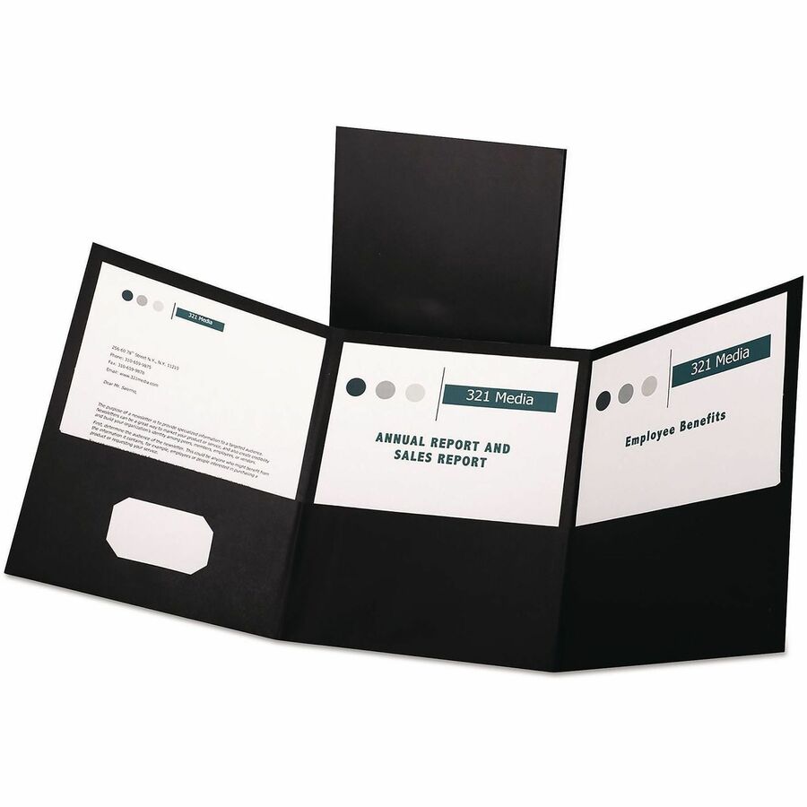 Oxford Letter Pocket Folder - 8 1/2" x 11" - 150 Sheets Capacity - 3 Pocket(s) - Paper - Black - Durable - 20 / Box
