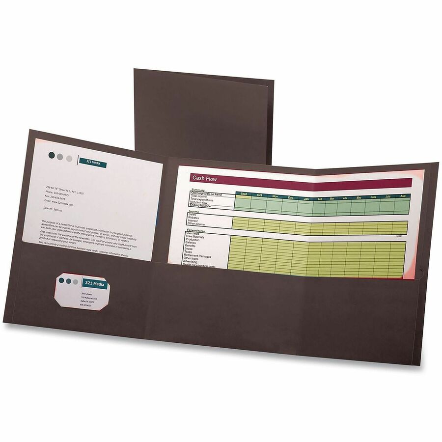 Oxford Letter Pocket Folder - 8 1/2" x 11" - 150 Sheets Capacity - 3 Pocket(s) - Paper - Black - Durable - 20 / Box