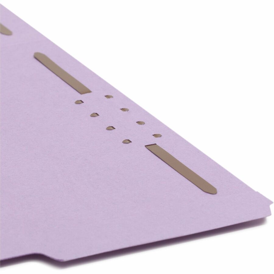 Smead 1/3 Tab Cut Letter Recycled Fastener Folder - 8 1/2" x 11" - 3/4" Expansion - 2 x 2K Fastener(s) - 2" Fastener Capacity - Top Tab Location - Assorted Tab Position - 11 pt. - 2 Plys - Lavender - 10% Recycled - 50 / Box