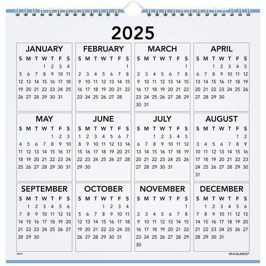 At-A-Glance 2026 Landscape Monthly Wall Calendar, Medium, 12" x 12" - Medium - Monthly - 12 Month - January 2026 to December 2026 - 1 Month Single Page Layout - 12" x 12" Sheet Size - White Sheet - Wire Bound - Paper - Date Indicator, Hanging Loop, Ble...