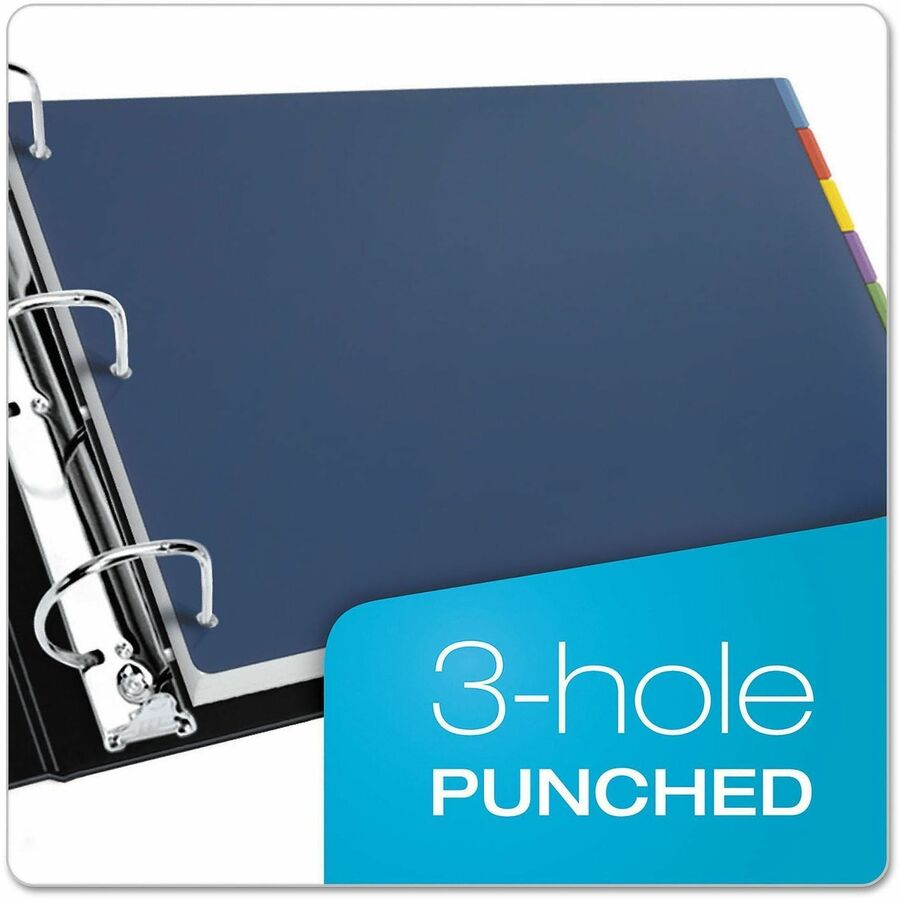 Cardinal Poly Divider with Adhesive Tabs - 8 x Divider(s) - 8 Tab(s)/Set - 17.5" Divider Width x 11.50" Divider Length - Tabloid - 11" Width x 17" Length - 3 Hole Punched - Assorted Poly Divider - Multicolor Poly Tab(s) - Scratch Resistant, PVC-free, N...