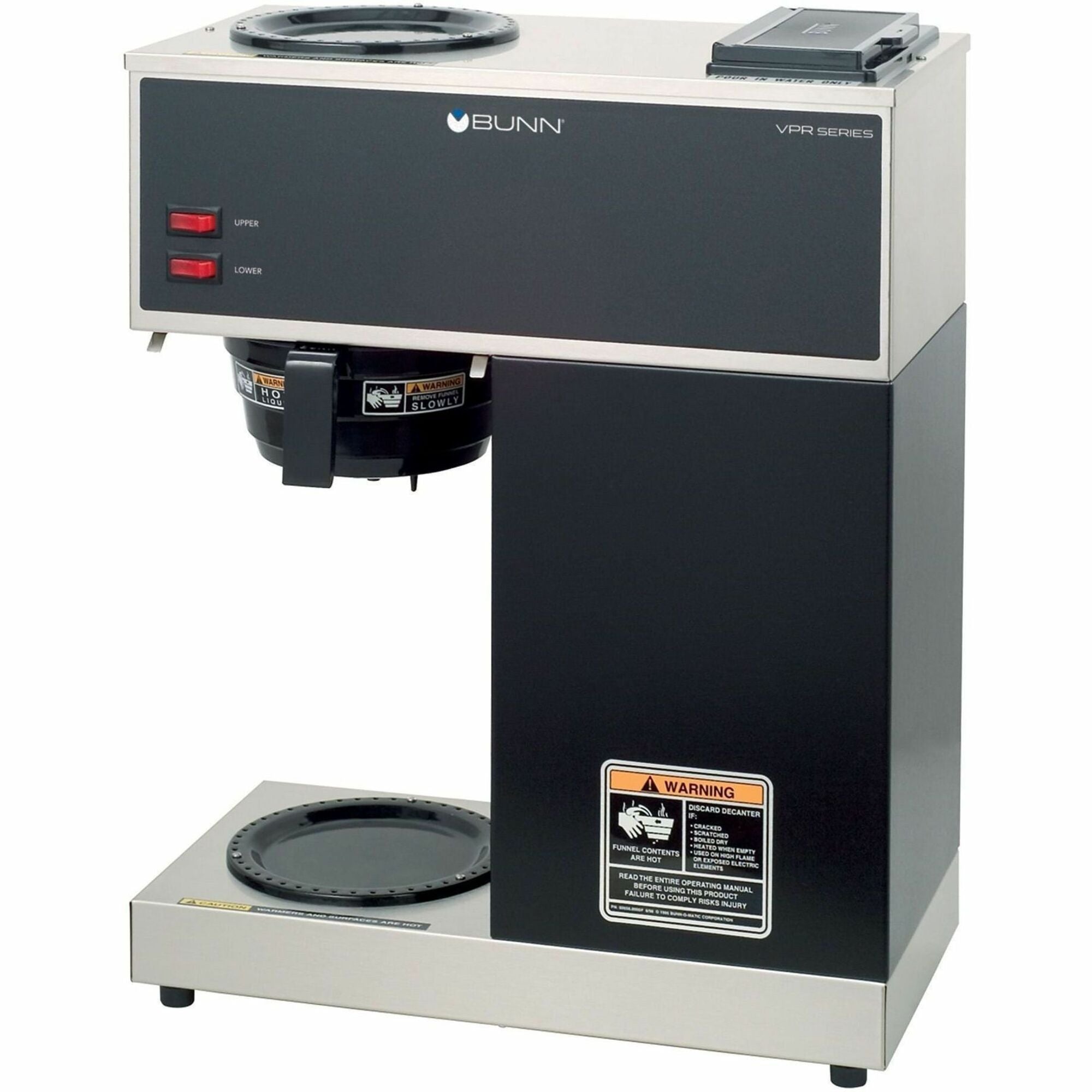 BUNN VPR12-Cup Pourover Coffee Brewer with 2 Warmers - 2 quart - 12 Cup(s) - Multi-serve - Stainless Steel - Stainless Steel Body