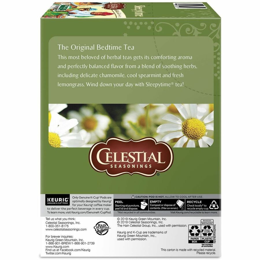 Celestial Seasonings&reg; Sleepytime Herbal Tea, Single Serve K-Cup Pods, 24 Count Herbal Tea K-Cup - Compatible with Keurig Brewer - Herbal Tea - 24 K-Cup - Caffeine-free - Kosher - 24 / Box