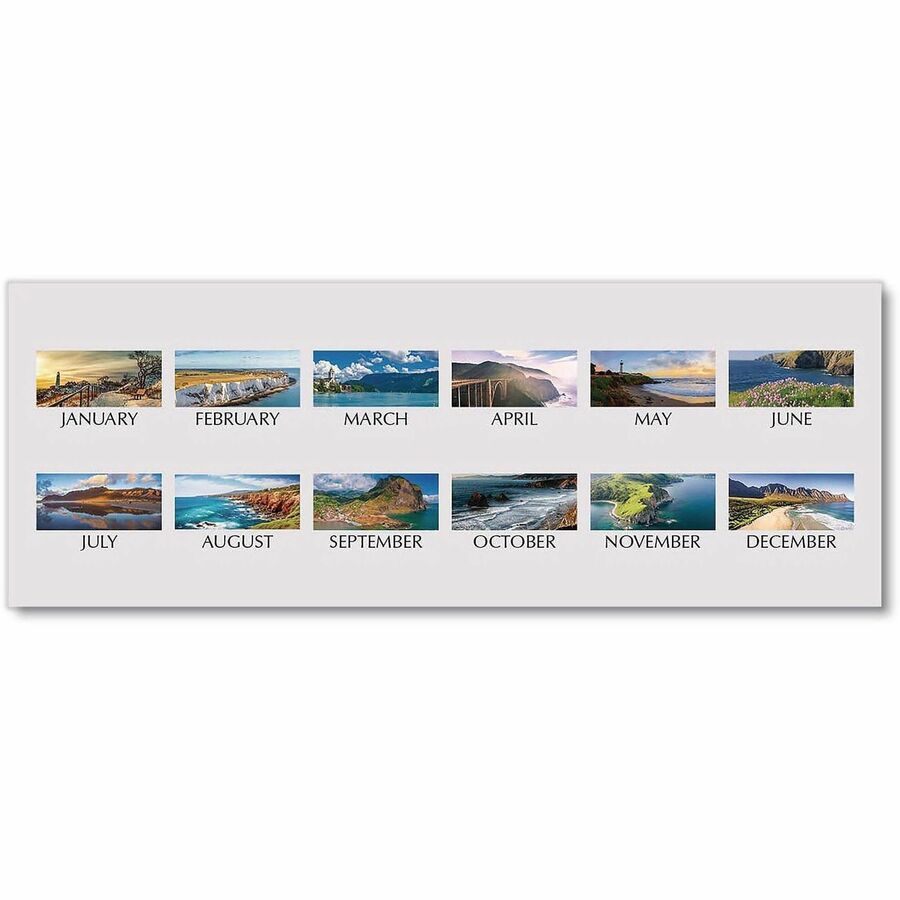 House of Doolittle EarthScapes Coastlines Desk Pad - Julian Dates - Monthly - 1 Month Single Page Layout - 18 1/2" x 13" Sheet Size - 2" x 2.66" Block - Desk Pad - White - Paper, Leatherette, Chipboard - Notepad, Reference Calendar, Reinforced - 1 Each