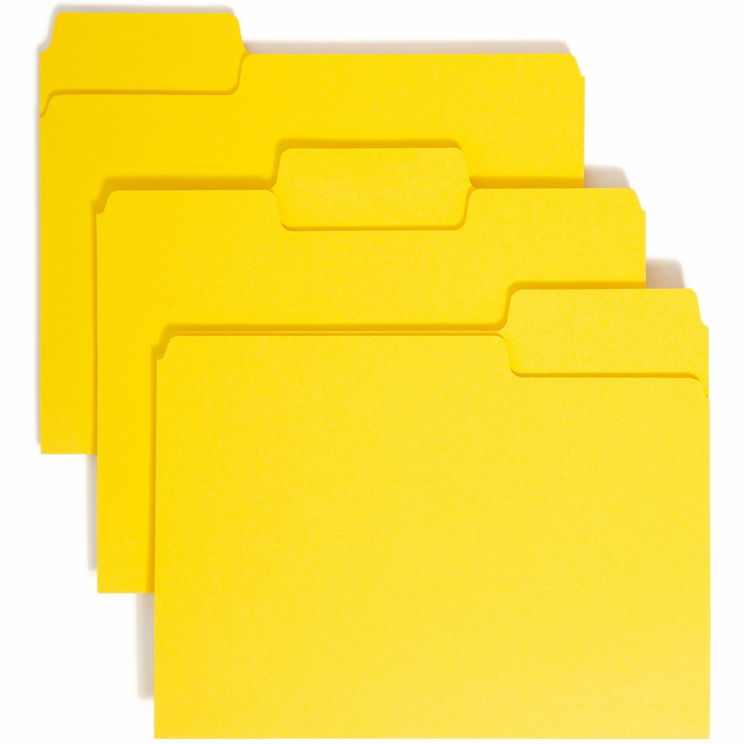 Smead SuperTab 1/3 Tab Cut Letter Recycled Top Tab File Folder - 8 1/2" x 11" - 3/4" Expansion - Assorted Tab Position - 11 pt. - 1 Plys - Yellow - 10% Recycled - 1 / Pack