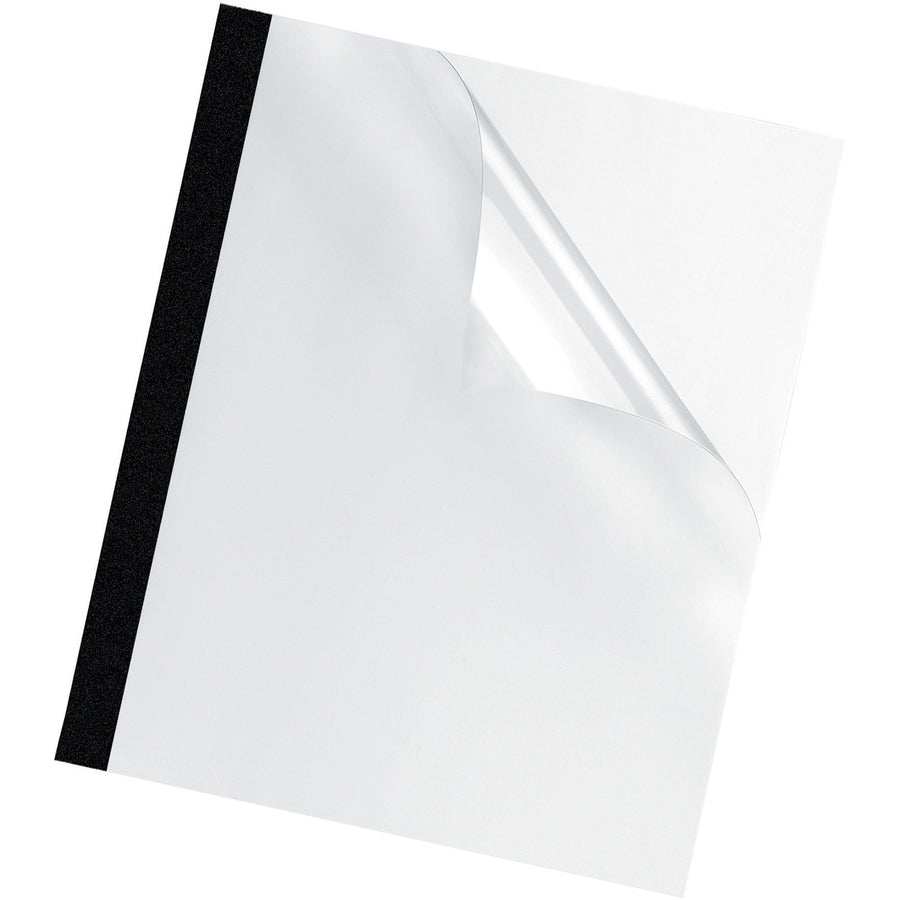 Fellowes Thermal Heavy-gauge Binding Covers - 11" Height x 8.5" Width x 0.5" Depth - 0.50" Maximum Capacity - 120 x Sheet Capacity - Rectangular - Black, Clear - Polyvinyl Chloride (PVC) - 10 / Pack