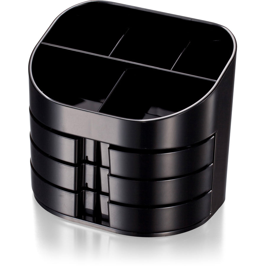 Officemate 2200 Series Double Supply Organizer with 11 Compartments, Black - 11 Compartment(s) - 4.5" Height x 5" Width x 3.8" Depth - Desktop - Non-skid Base - Black - Plastic - 1 Each
