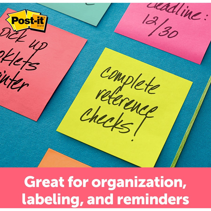 Post-it&reg; Notes Original Notepads - Canary Yellow and Poptimistic Color Collection - 1400 - 3" Flag/Note Width x 3" Flag/Note Length - Square - 100 Sheets per Pad - Unruled - Poppy, Neon Orange, Aqua Wave Blue, Yellow - Paper - Repositionable, Self-...