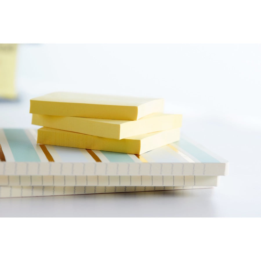 Post-it&reg; Notes Original Notepads - Canary Yellow and Poptimistic Color Collection - 1400 - 3" Flag/Note Width x 3" Flag/Note Length - Square - 100 Sheets per Pad - Unruled - Poppy, Neon Orange, Aqua Wave Blue, Yellow - Paper - Repositionable, Self-...