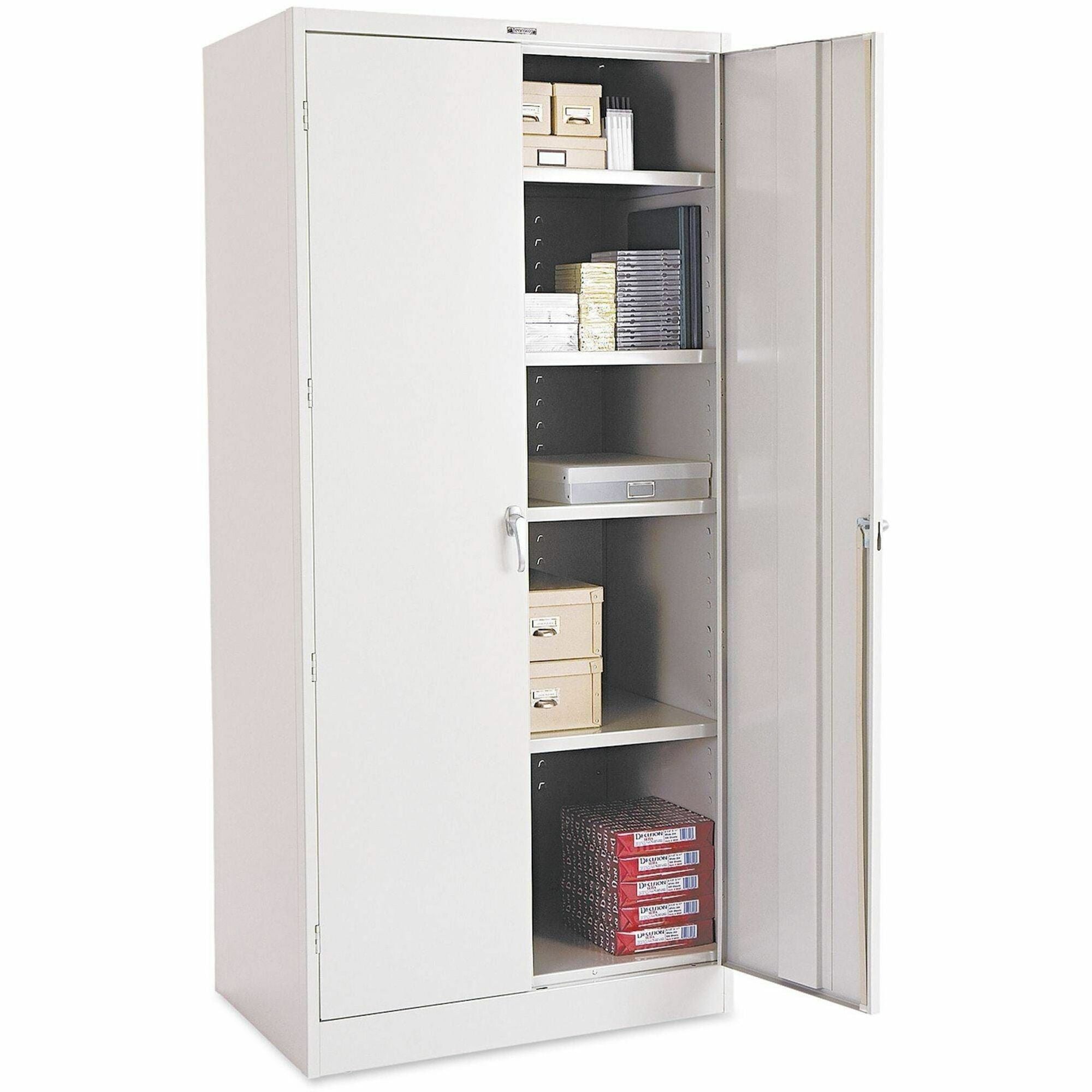 Tennsco Storage Cabinet (Unassembled) 2470 - 36" Width x 24" Depth x 78" Height - 5 x Shelf(ves) - 2 x Standard Door(s) - Heavy Duty, Locking Door, Hinged Door, Reinforced, Carrying Handle, Durable, Adjustable Leveler, Rugged, Welded - Light Gray - Pow...