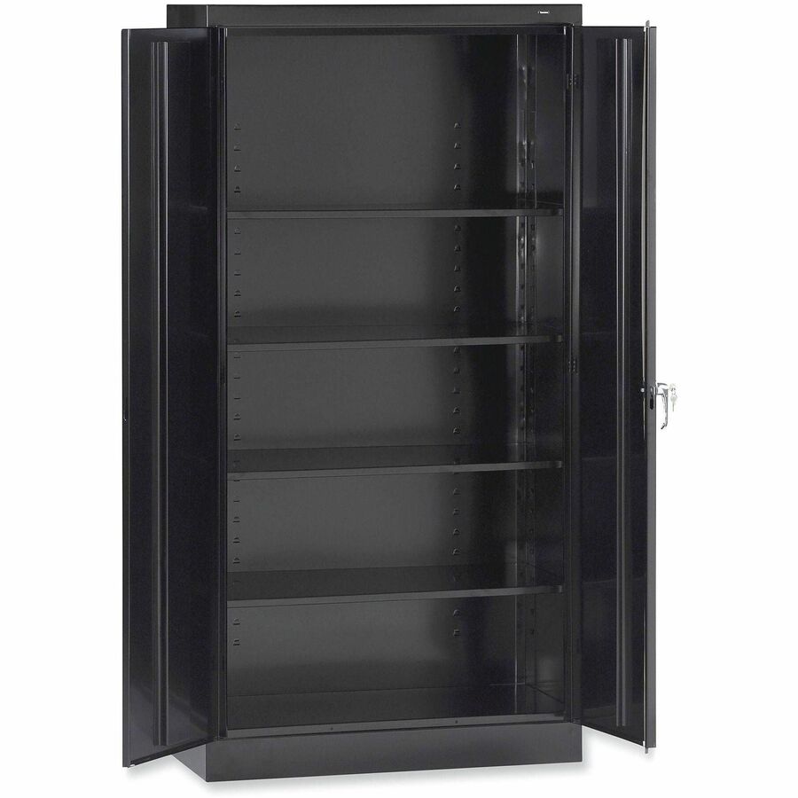 Tennsco Standard Black Storage Cabinet - 36" Width x 18" Depth x 72" Height - 5 x Shelf(ves) - 2 x Standard Door(s) - Heavy Duty, Adjustable Shelf, Locking Door, Hinged Door, Reinforced, Carrying Handle, Durable - Black - Powder Coated - Steel - Recycled