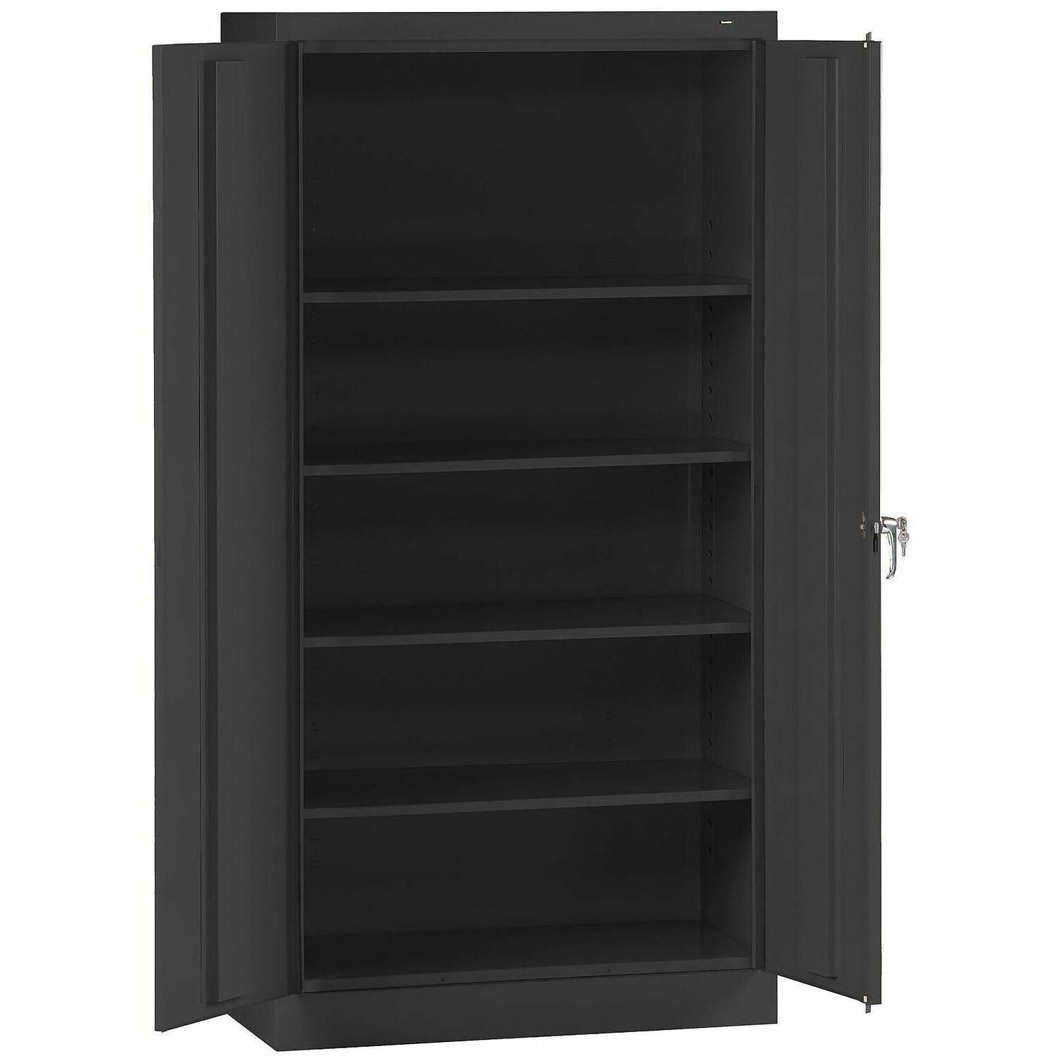 Tennsco Storage Cabinet (Unassembled) 2470 - 36" Width x 24" Depth x 78" Height - 5 x Shelf(ves) - 2 x Standard Door(s) - Heavy Duty, Locking Door, Hinged Door, Reinforced, Carrying Handle, Durable, Adjustable Leveler, Rugged, Welded - Black - Powder C...