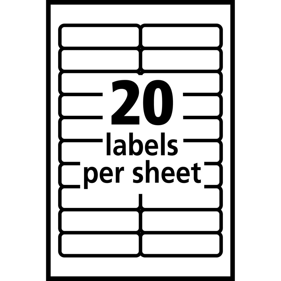 Avery&reg; Removable Labels, Removable Adhesive, 1/2" x 1-3/4" , 840 Labels (5422) - 1/2" Height x 1 3/4" Width - Removable Adhesive - Rectangle - Laser, Inkjet - White - Paper - 20 / Sheet - 42 Total Sheets - 840 Total Label(s)