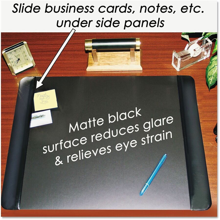 Artistic Matte Black Executive Desk Pad - Rectangular - 24" Width x 19" Depth - Foam Backing - Vinyl - Black
