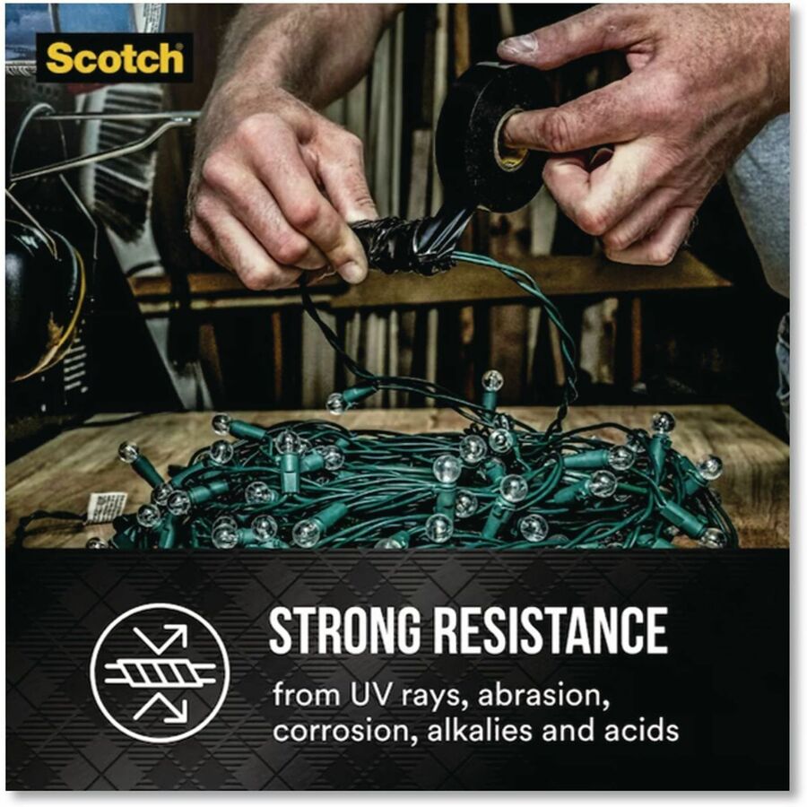 Scotch Super 88 Insulating Tape - 22 yd Length x 0.75" Width - Black - Vinyl - Polyvinyl Chloride (PVC) Backing - Rubber Adhesive - For Insulating Wire, Rubber, Synthetic Material - 1 Roll