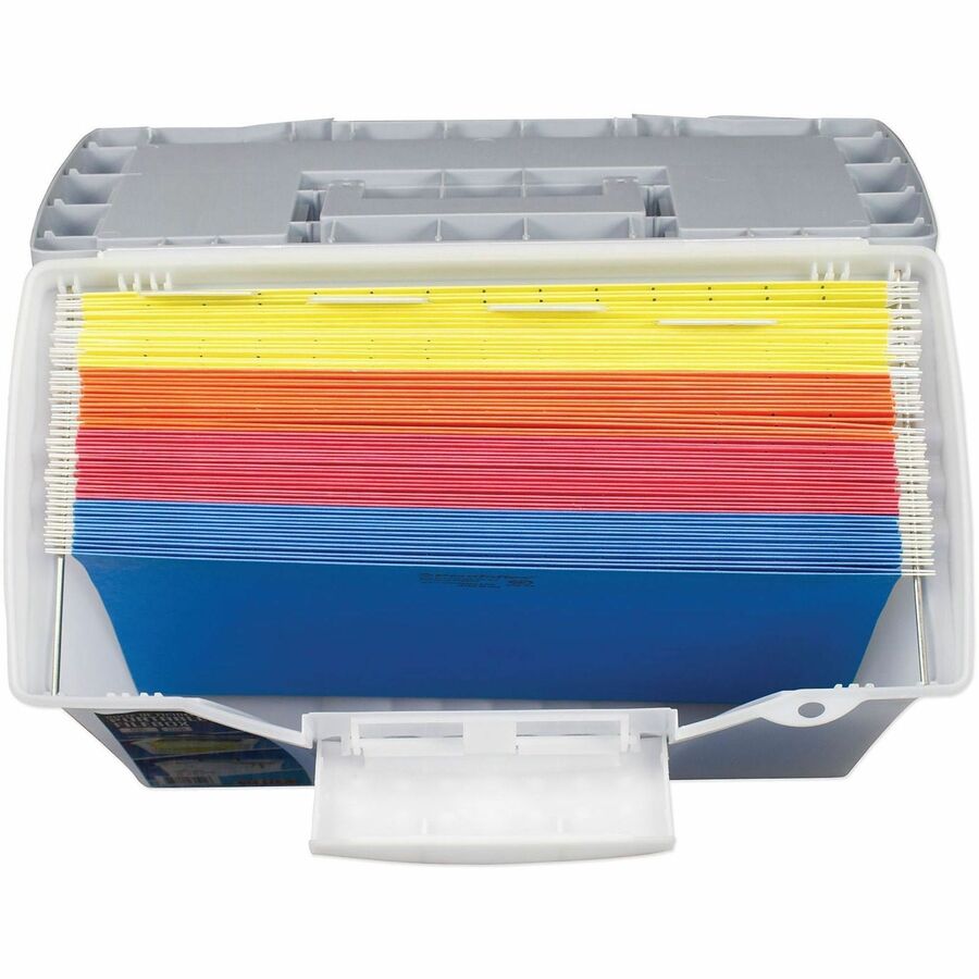 Storex Plastic Portable File Box - Internal Dimensions: 14.50" Width x 10.50" Depth x 12" Height - External Dimensions: 14.5" Width x 10.5" Depth x 12" Height - Media Size Supported: Letter, Legal - Latching Closure - Plastic - Clear, Silver - For File...