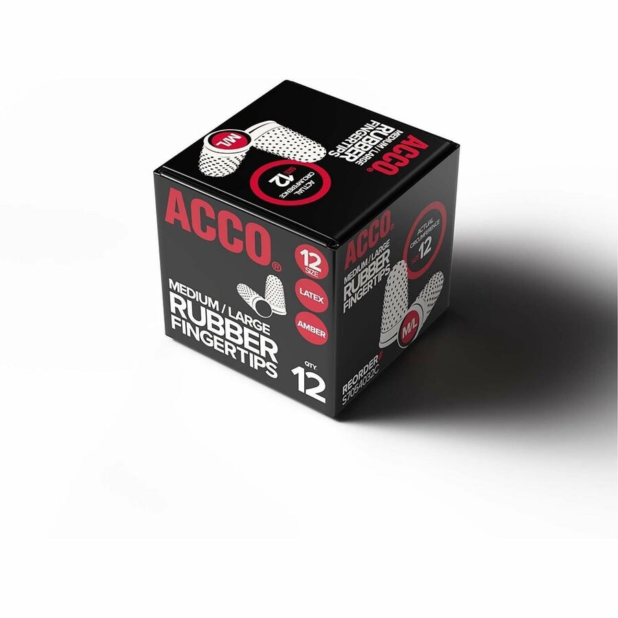 ACCO Rubber Finger Tips - #12 with 0.69" Diameter - Medium/Large Size - Rubber - Amber - 12 / Box