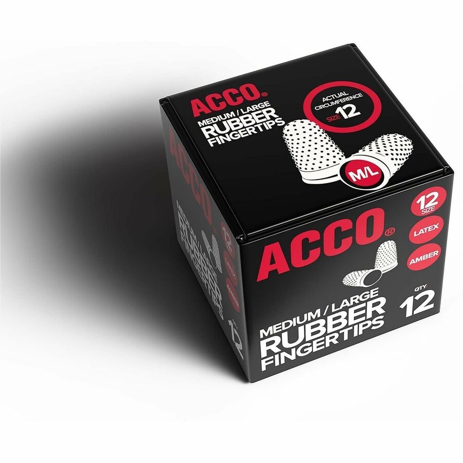 ACCO Rubber Finger Tips - #12 with 0.69" Diameter - Medium/Large Size - Rubber - Amber - 12 / Box