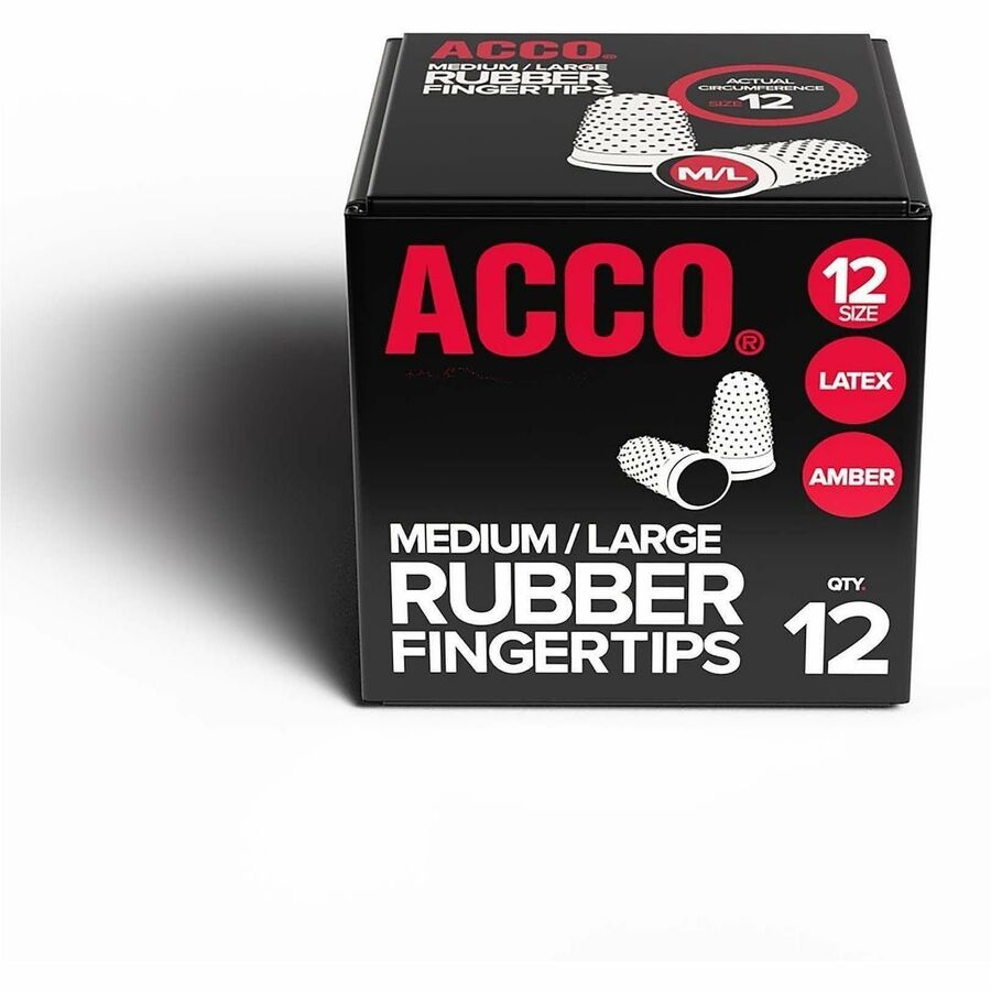 ACCO Rubber Finger Tips - #12 with 0.69" Diameter - Medium/Large Size - Rubber - Amber - 12 / Box