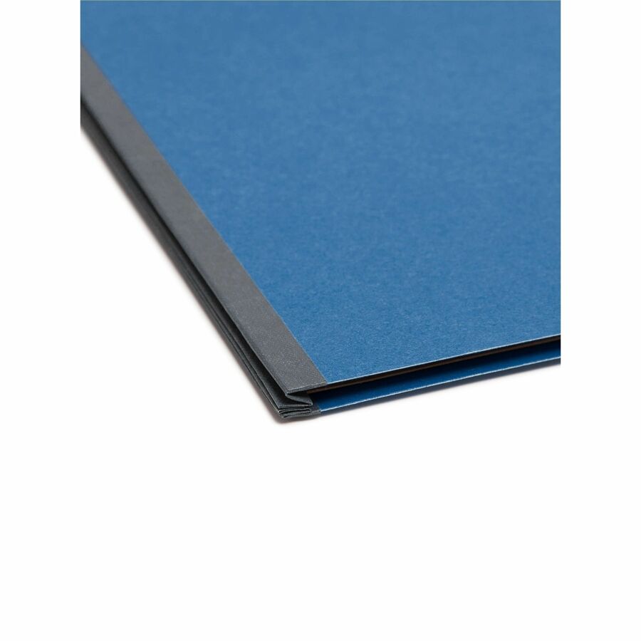 Smead SafeSHIELD 2/5 Tab Cut Letter Recycled Classification Folder - 8 1/2" x 11" - 2" Expansion - 2 x 2S Fastener(s) - 2 Pocket(s) - Top Tab Location - Right of Center Tab Position - 2 Divider(s) - 25 pt. - 1 Plys - Pressboard - Dark Blue - Tear Proof...