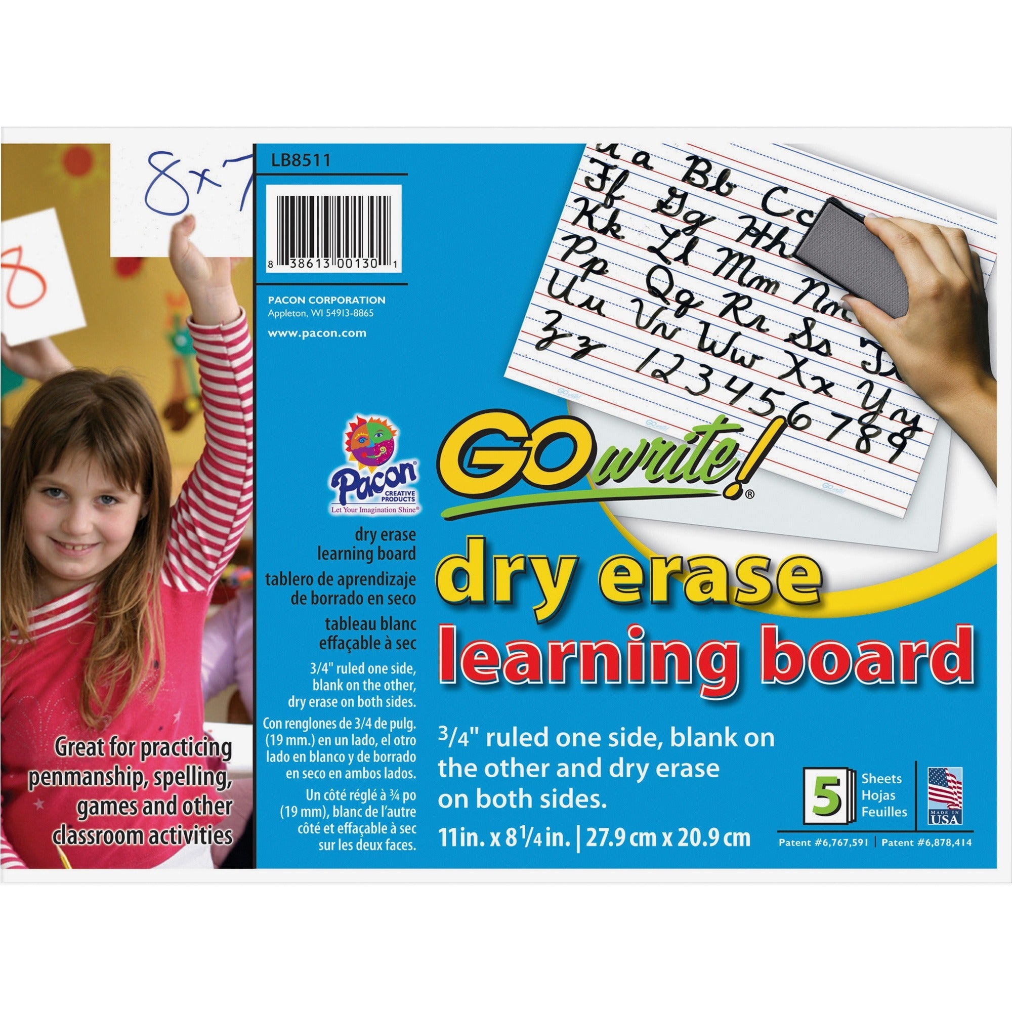 GoWrite!&reg; Dry Erase Learning Board - 11" (0.9 ft) Width x 8.3" (0.7 ft) Height - 5 / Pack