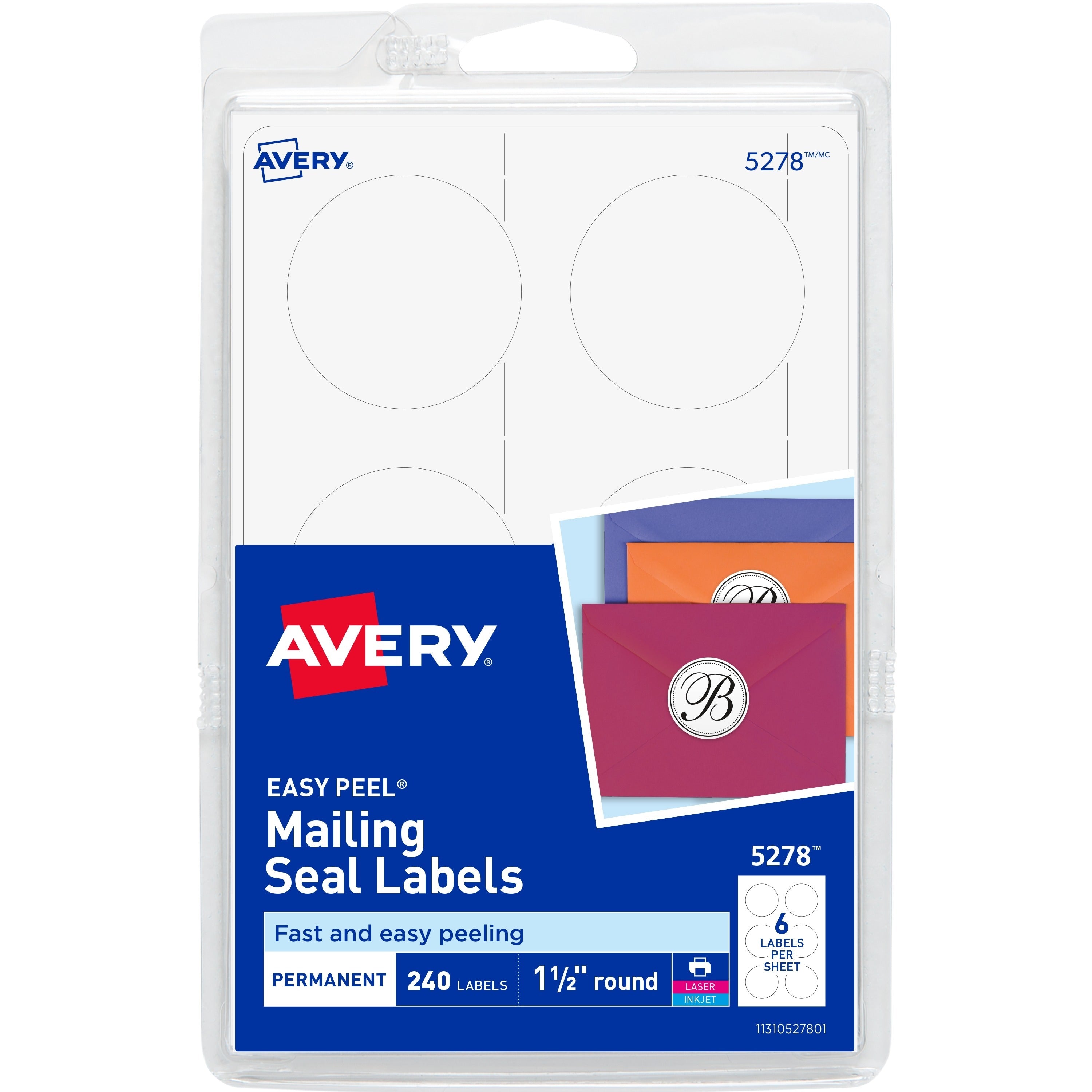 Avery&reg; Round Booklet Seals - 4" Width x 6" Length - Permanent Adhesive - Round - Laser, Inkjet - White - Paper - 6 / Sheet - 40 Total Sheets - 240 Total Label(s) - 3