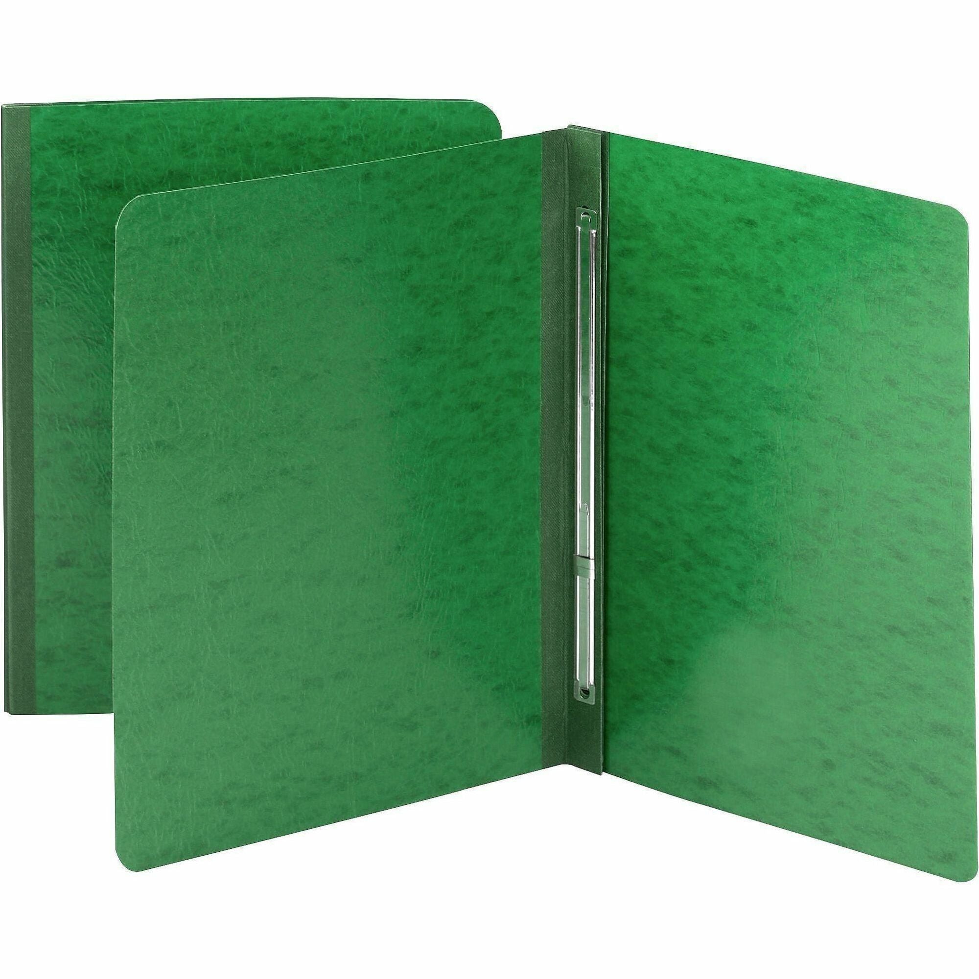 Smead Letter Recycled Fastener Folder - 3" Folder Capacity - 8 1/2" x 11" - 350 Sheets Capacity - 3" Expansion - 1 Fastener(s) - 25 pt. - Pressboard - Green - Metal Compressor, Hinged - 100% Paper Recycled - 1 Each