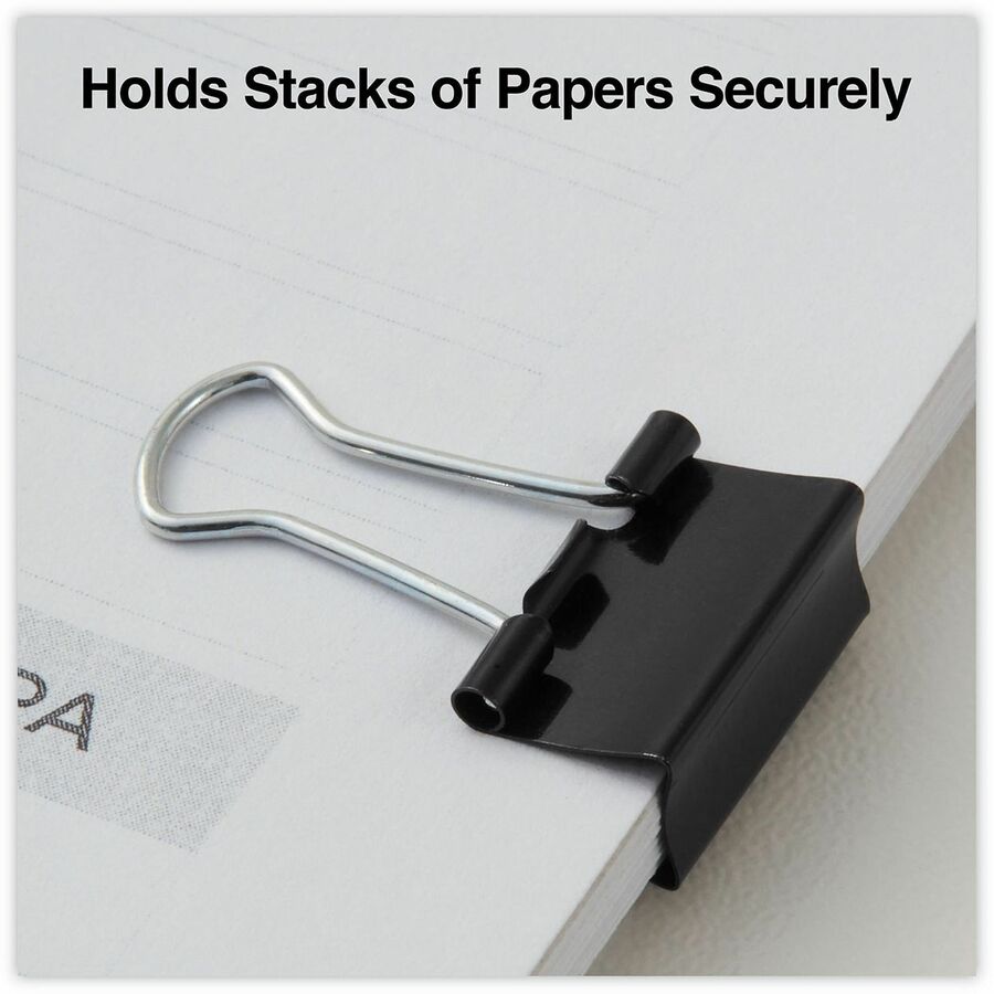 Universal Binder Clip - Mini - 0.6" Width - 0.25" Size Capacity - for Paper, School, Home, Binder, Binding - Sturdy, Foldable Handle, Removable Handle - Black, Silver - Steel Wire - 12 / Box