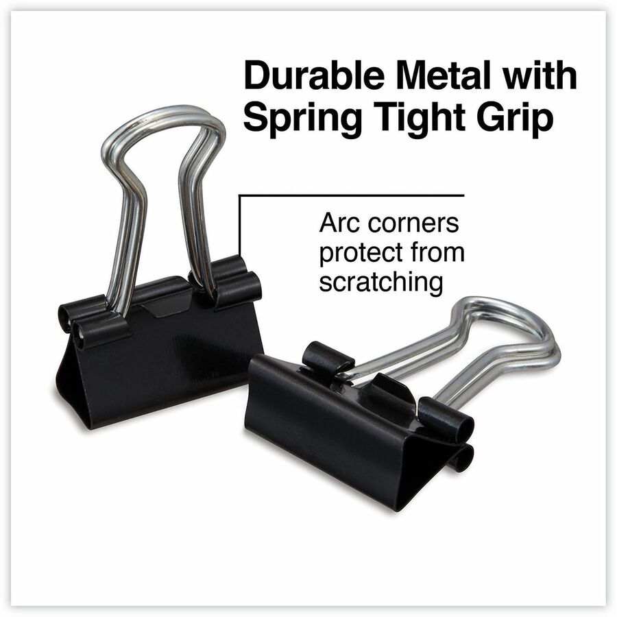 Universal Binder Clip - Mini - 0.6" Width - 0.25" Size Capacity - for Paper, School, Home, Binder, Binding - Sturdy, Foldable Handle, Removable Handle - Black, Silver - Steel Wire - 12 / Box