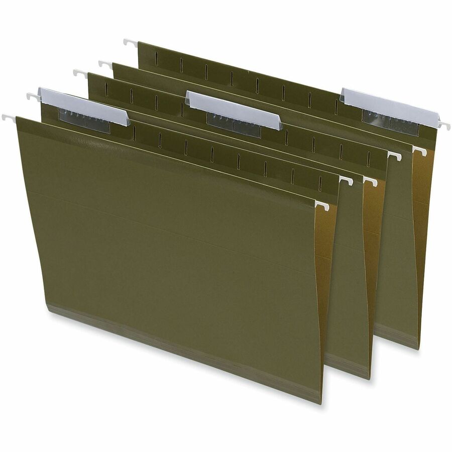 Universal 1/3 Tab Cut Letter Hanging Folder - 8 1/2" x 11" - Assorted Tab Position - 11 pt. - Stock - Standard Green - 25 Box
