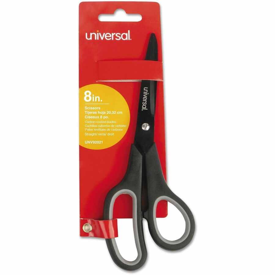 Universal Scissors - 3.50" Cutting Length - 8" Overall Length - Left/Right - Stainless Steel - Pointed Tip - Black, Blue - 1 Each