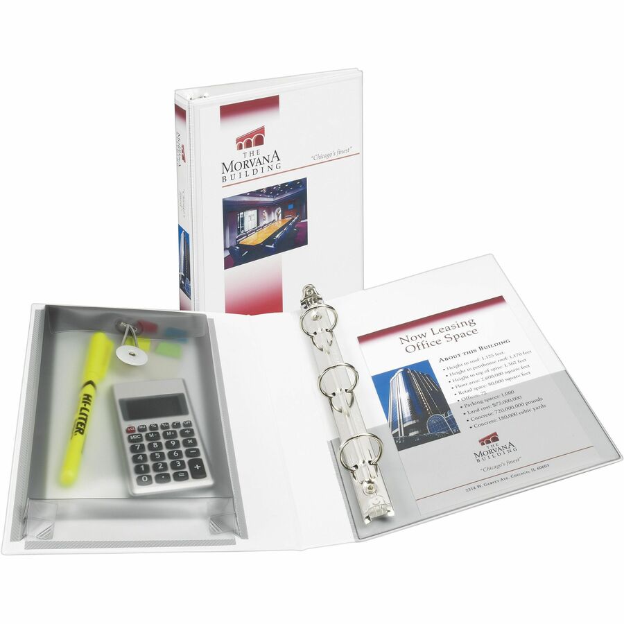 Avery 1" Mini Durable View Protect & Store Binder, White, 175 Sheets - Avery&reg; Mini Durable View Protect & Store(TM) Binder, 1" Round Rings, 175-Sheet Capacity, 5-1/2" x 8-1/2" , White (23011)