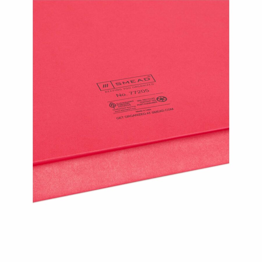 Smead Letter Recycled File Wallet - 8 1/2" x 11" - 2" Expansion - 1 Pocket(s) - 11 pt. - Red - Elastic Closure, Heavy Duty, Flap - 10% Recycled - 1 / Pack
