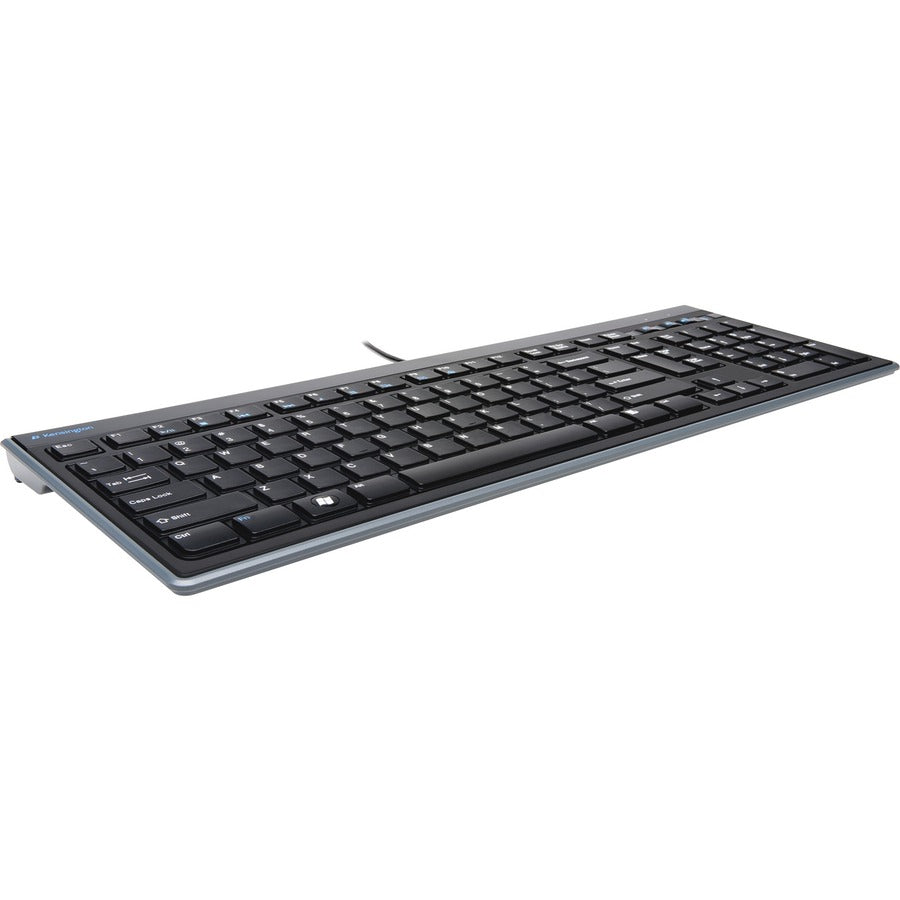 Kensington Slim Type Keyboard - Cable Connectivity - USB Interface - Volume Control, Mute, Sleep, Internet Hot Key(s) - Computer - PC, Mac - Scissors Keyswitch - Matte Black