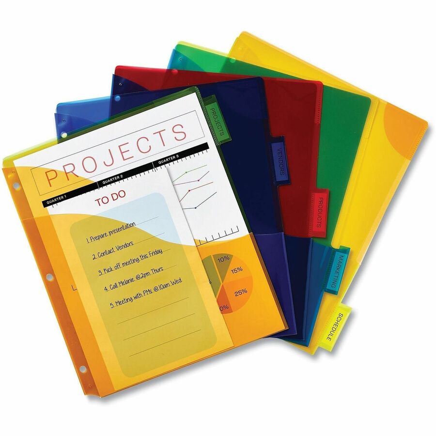 Avery&reg; Big Tab Tab Divider - 5 x Divider(s) - 1/5 - 5 - 5 Tab(s)/Set - 9.3" Divider Width x 11.25" Divider Length - 3 Hole Punched - Multicolor Plastic Divider - Multicolor Plastic Tab(s) - Insertable, Hole-punched, Customizable, Durable, Tear Resi...