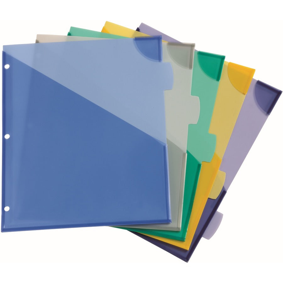 Avery&reg; Corner Lock Write & Erase Plastic Dividers with Expandable Pockets - 5 x Divider(s) - 5 Write-on Tab(s) - 1/5 - 5 - 5 Tab(s)/Set - 9.3" Divider Width x 11.25" Divider Length - 3 Hole Punched - Multicolor Plastic, Translucent Divider - Multic...